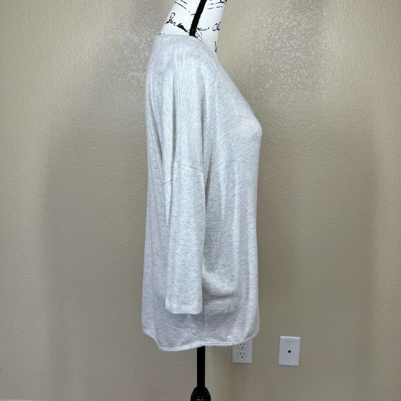 Philosophy ivory sweater 3/4 sleeve relax fit V neckline size L boho soft girl - Picture 7 of 15